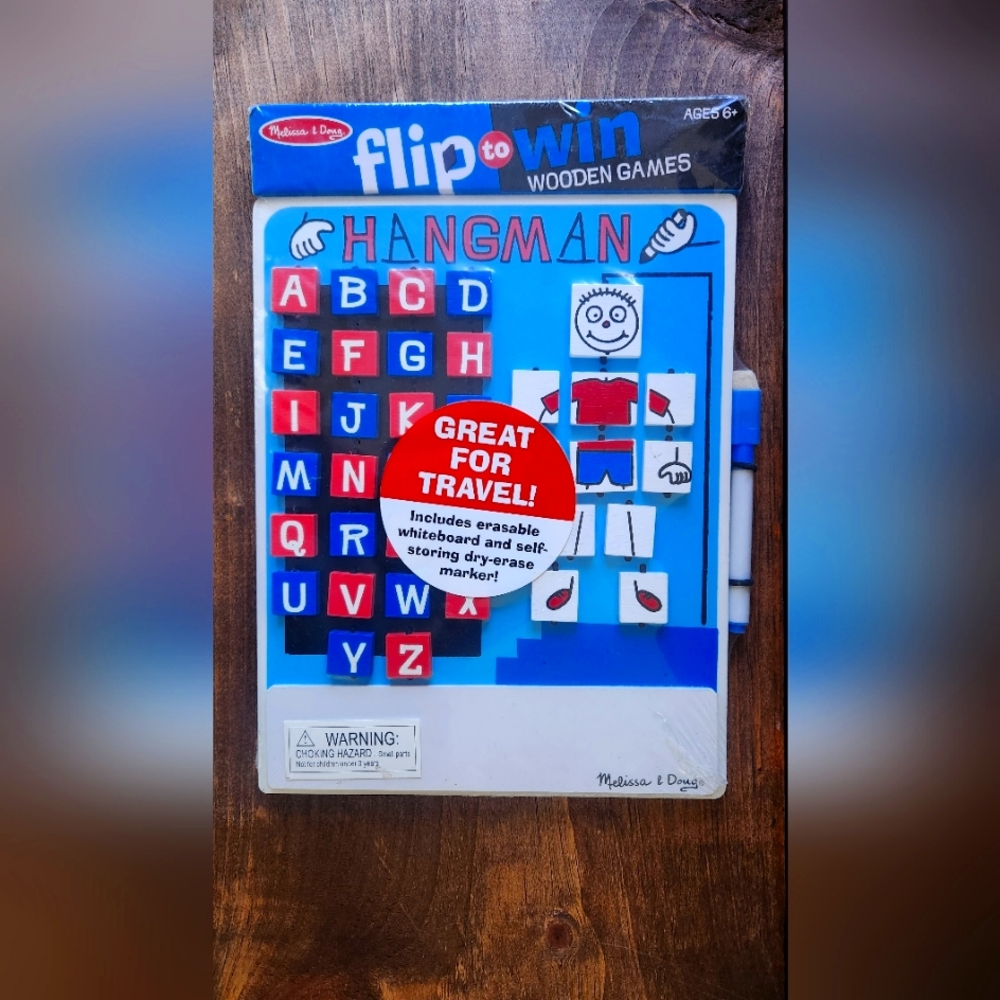 Melissa & Doug Flip Win Travel Hangman Game White Board Dry-Erase Marker